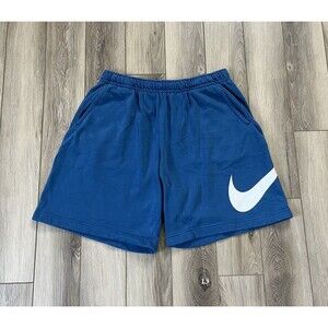 Nike Shorts Mens Extra Large Blue Soft Fleece Pockets Swoosh Gym Casual Sz XL